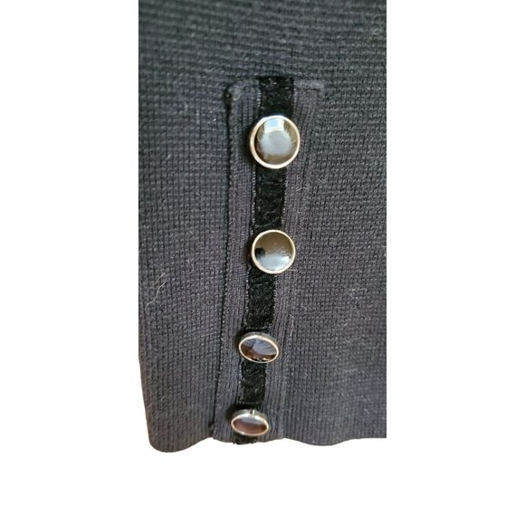 White House / Black Market Women's Black Ruffled Zip Up Cardigan with Buttons - Picture 6 of 6